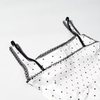 Polka Dot Square Neck Bodysuit – Smocked Sleeveless Slim Fit