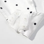 Polka Dot Square Neck Bodysuit – Smocked Sleeveless Slim Fit