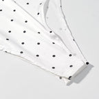 Polka Dot Square Neck Bodysuit – Smocked Sleeveless Slim Fit