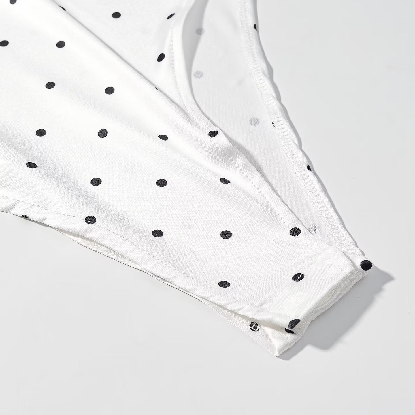 Polka Dot Square Neck Bodysuit – Smocked Sleeveless Slim Fit