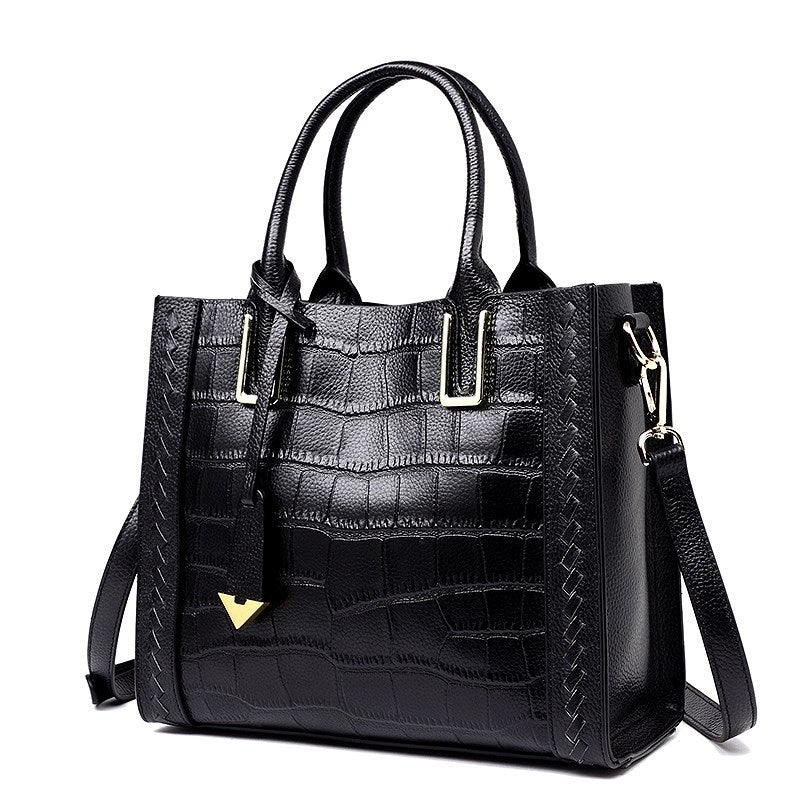 Black Crocodile Woven Leather Handbags