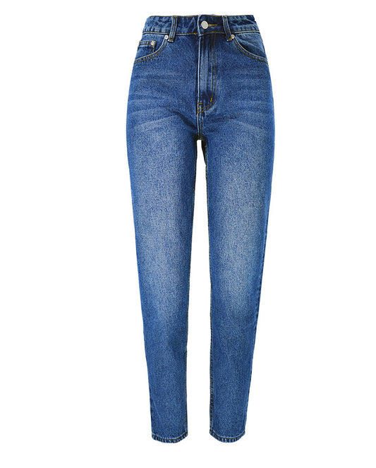 New High-waisted Loose Straight-leg Denim Cropped Trousers