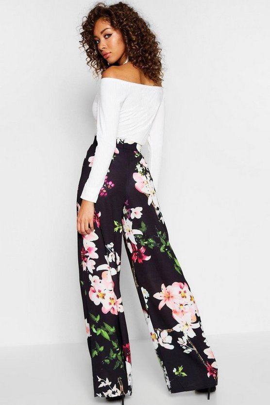 Floral Wide-Leg Trousers
