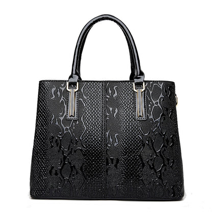 Ladies Snake Print Patent Leather Handbag