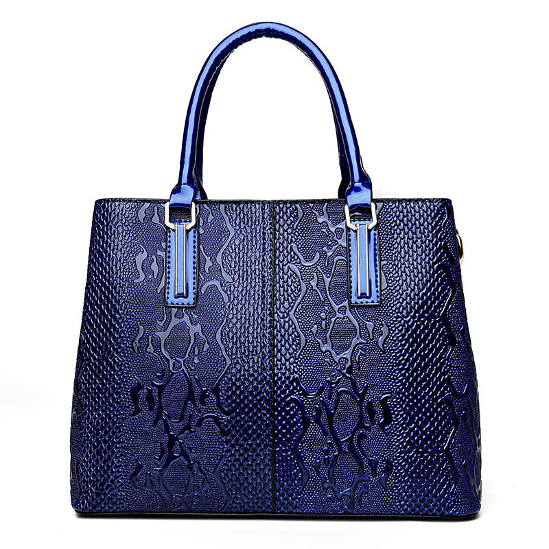 Ladies Snake Print Patent Leather Handbag