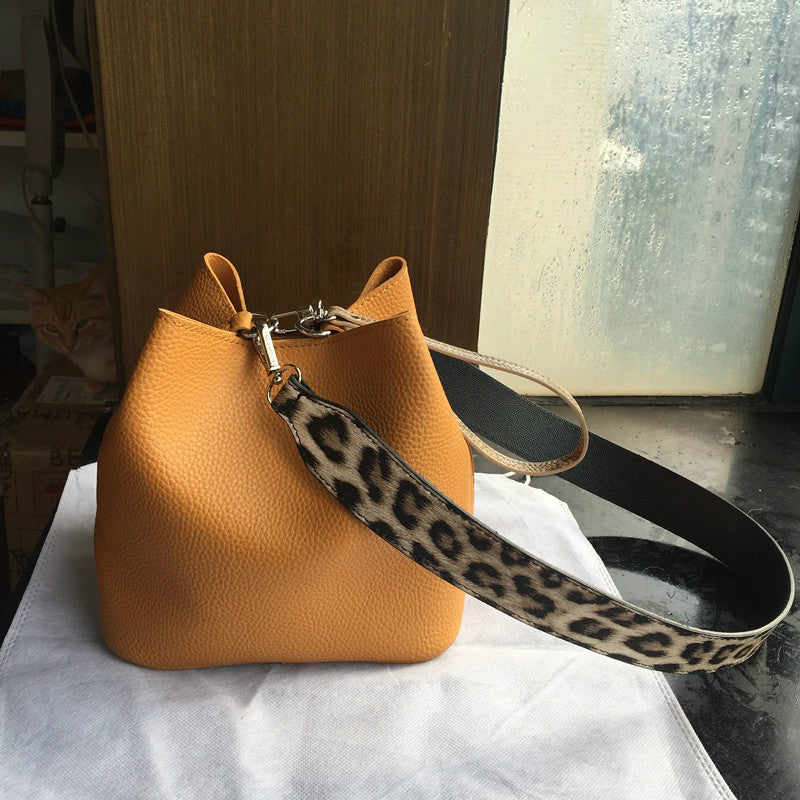 Leopard Print Bucket Crossbody Bag