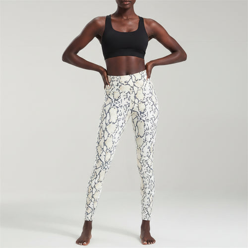 Cropped High-Waisted Snake Print Leggings