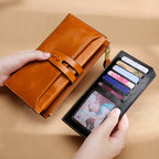 Multi Card Buckle Long Leather Wallet Purse
