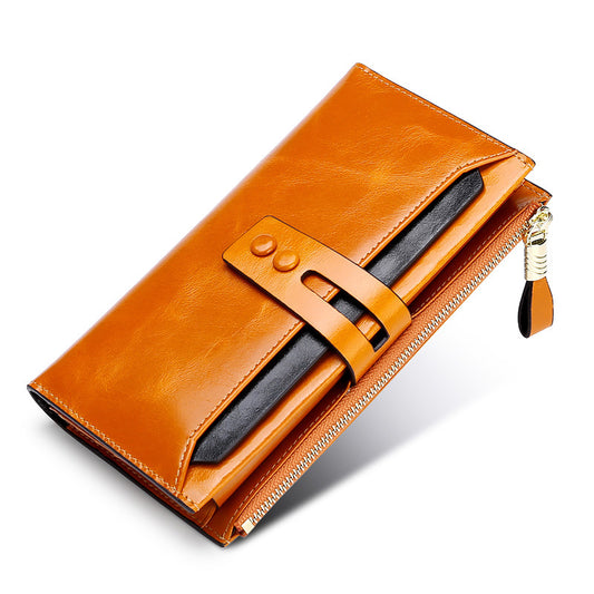 Multi Card Buckle Long Leather Wallet Purse