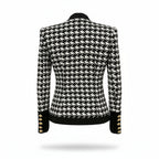 Lion Button Tweed Houndstooth Cardigan Jacket