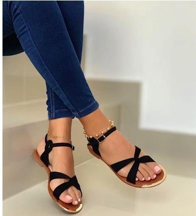 Cross Buckle Flat Sandals