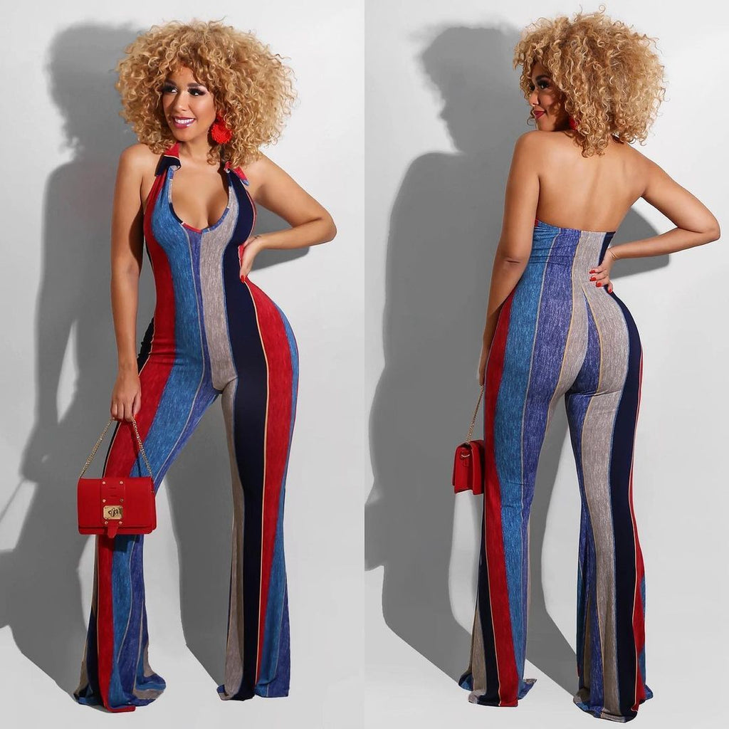 Stand-Alone Printed Jumpsuit Flared Pants