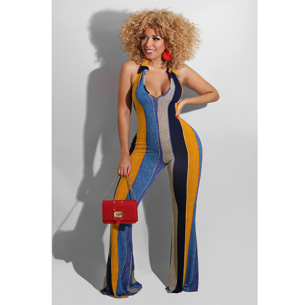 Stand-Alone Printed Jumpsuit Flared Pants