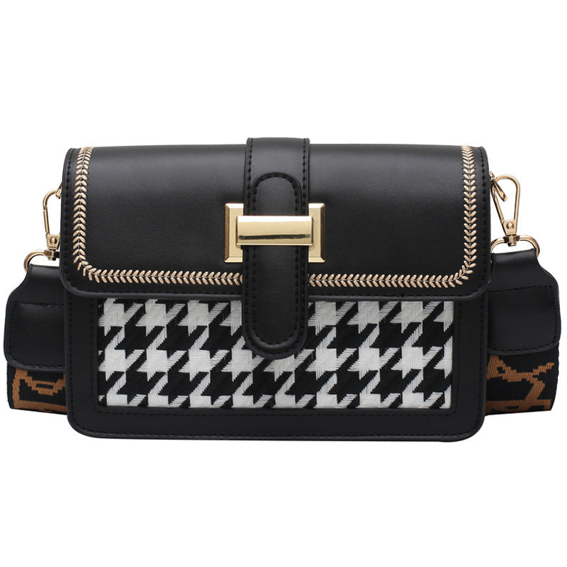 One - Shoulder Inclined Houndstooth Pocket Bag