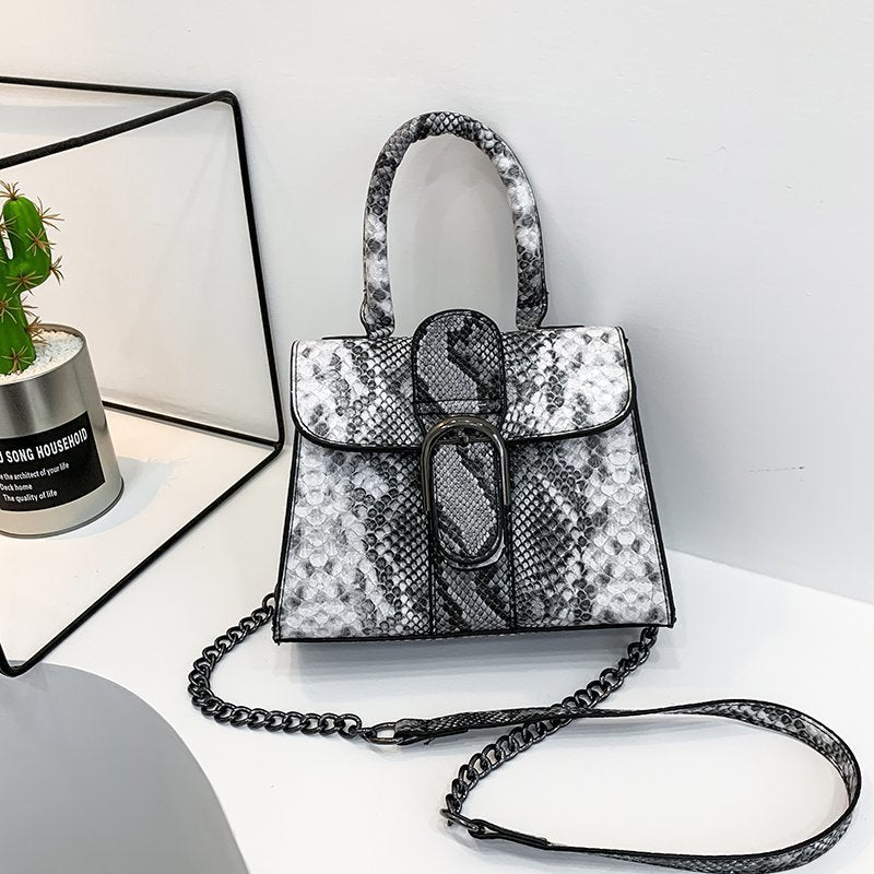 Snake Print Small Square Bag