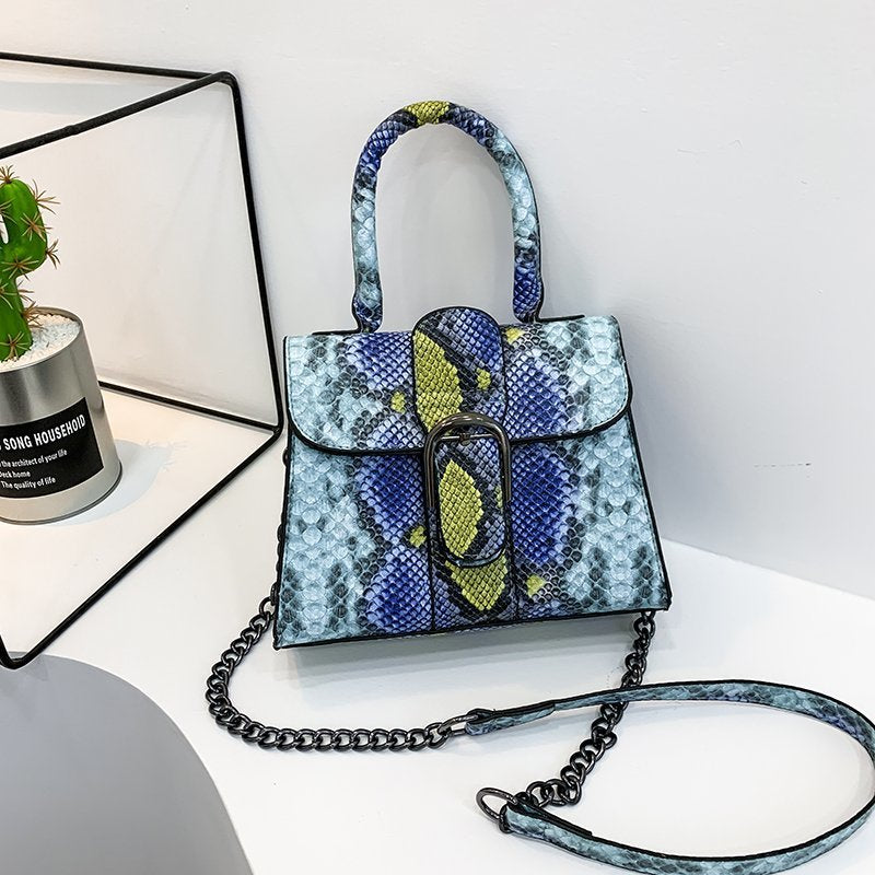 Snake Print Small Square Bag