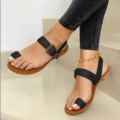 Flat Sandals With Toe Buckle Casual Sandals