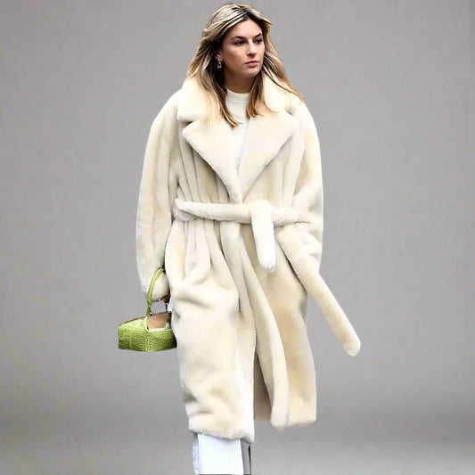 Thickened Long Plush Trench Coat