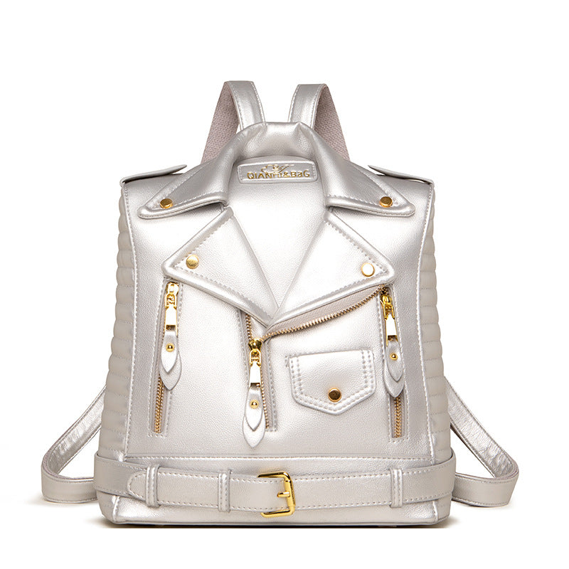 Soft Leather Jacket Trendy Wild Clothes Backpack