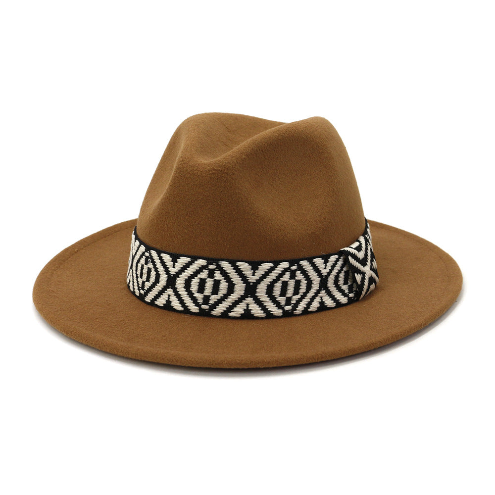 Woolen Jazz Top Big Brim Hat