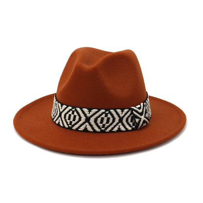 Woolen Jazz Top Big Brim Hat