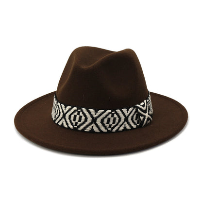 Woolen Jazz Top Big Brim Hat