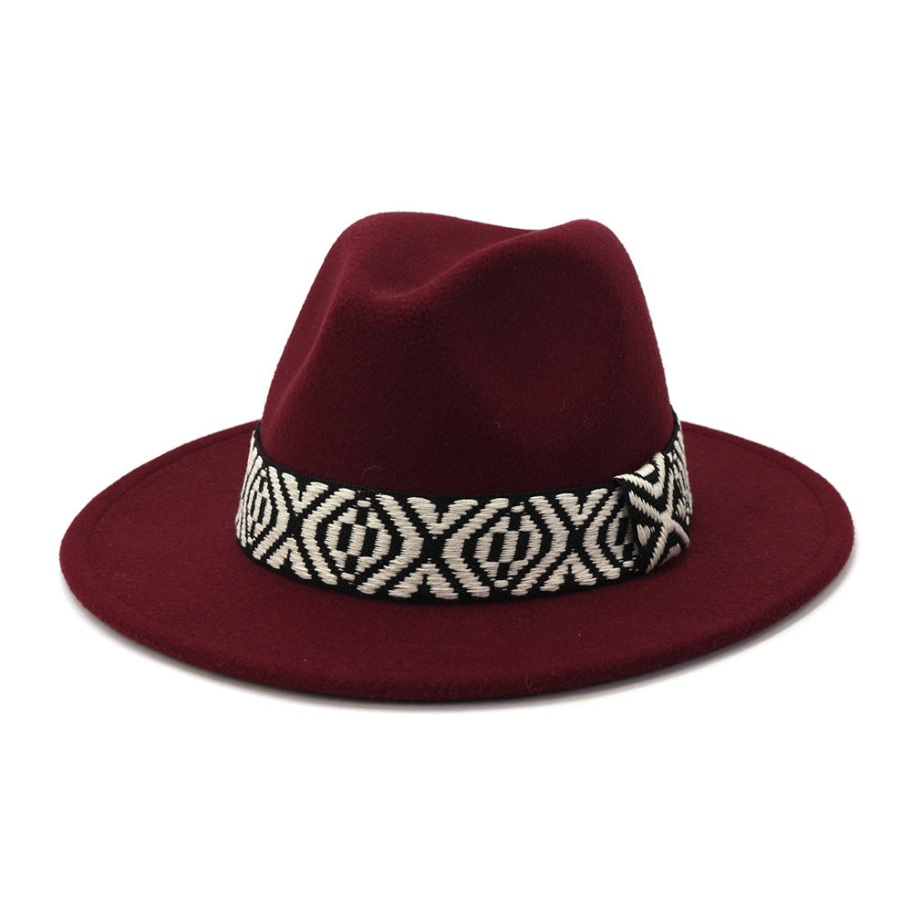 Woolen Jazz Top Big Brim Hat