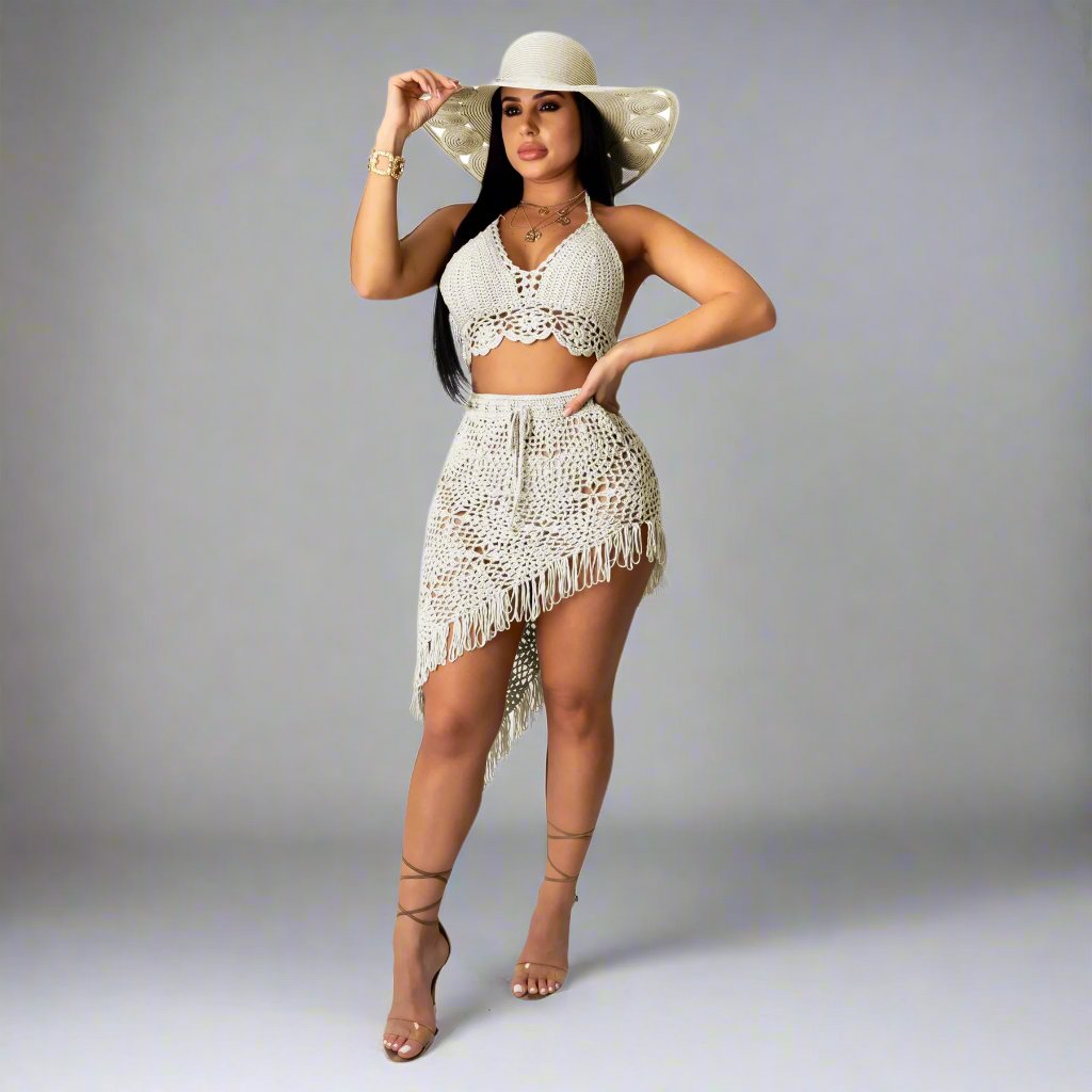 Handmade Crocheted Tassel Beach Suit