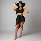 Handmade Crocheted Tassel Beach Cover-up Suit