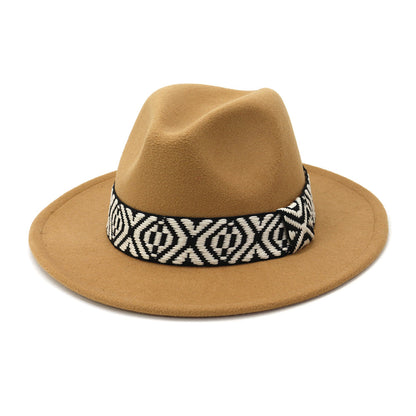 Woolen Jazz Top Big Brim Hat