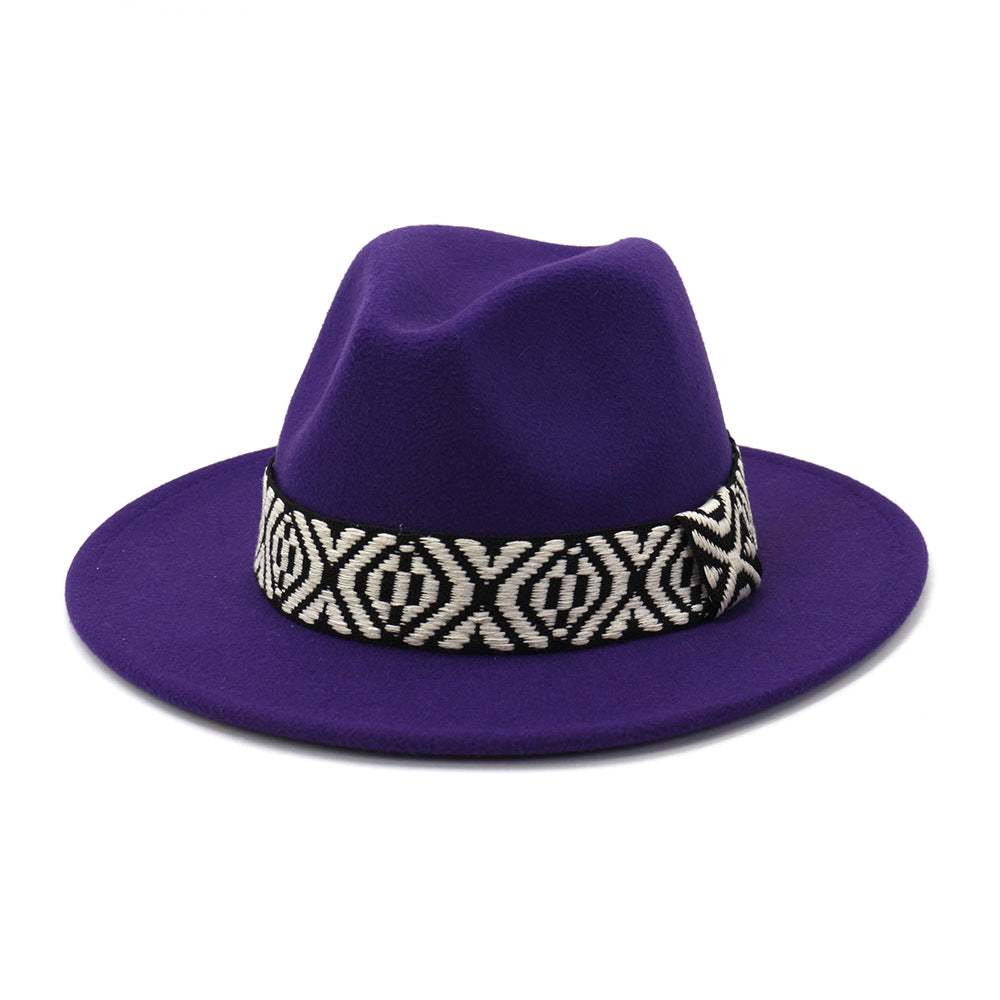 Woolen Jazz Top Big Brim Hat