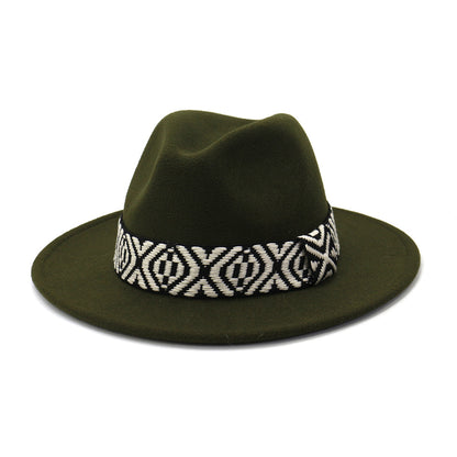 Woolen Jazz Top Big Brim Hat