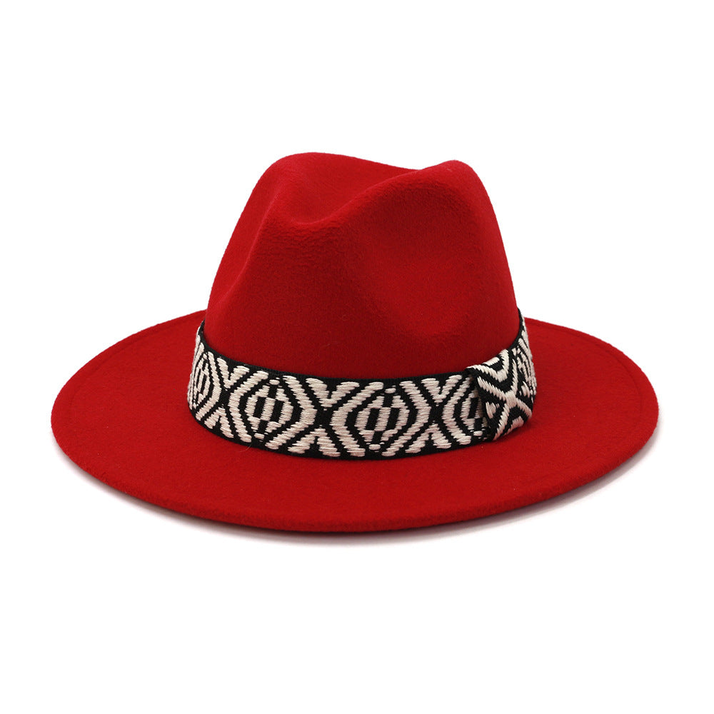 Woolen Jazz Top Big Brim Hat