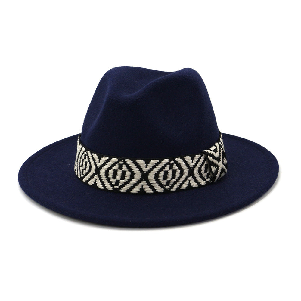 Woolen Jazz Top Big Brim Hat