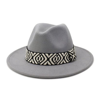 Woolen Jazz Top Big Brim Hat