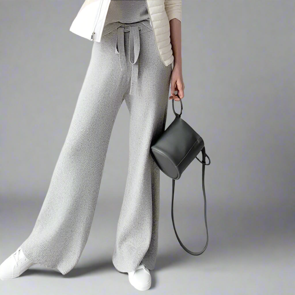 Gray Cashmere wide-leg trousers