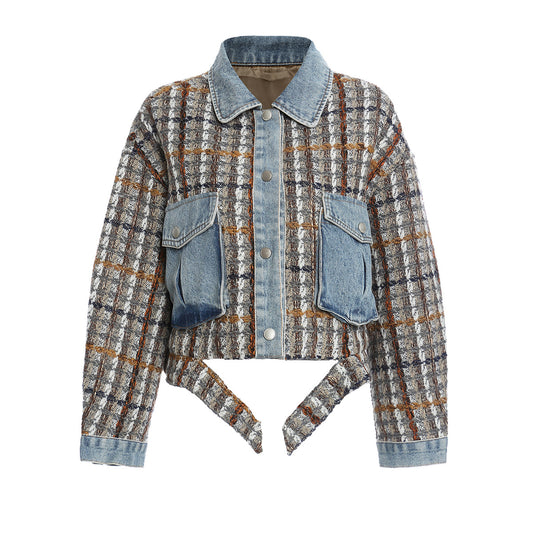 Vintage Woolen Patchwork Denim Jacket