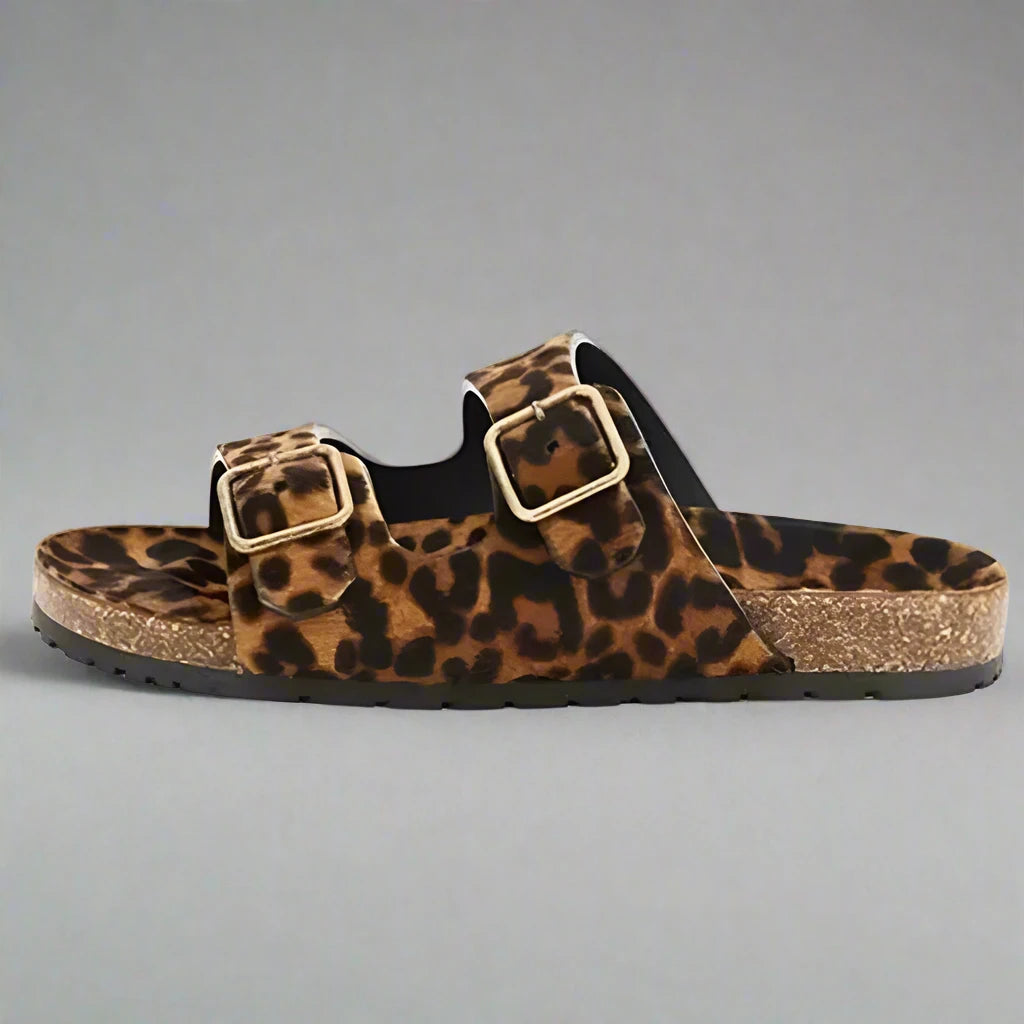 FEDONAS Leopard Buckles Sandals