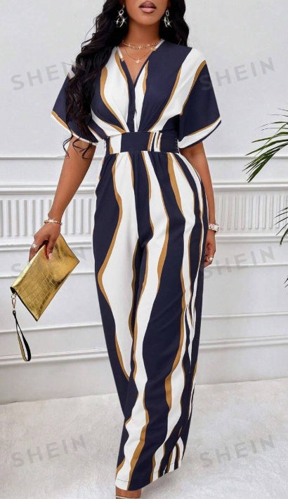 Animal Printed Batwing Jumpsuit