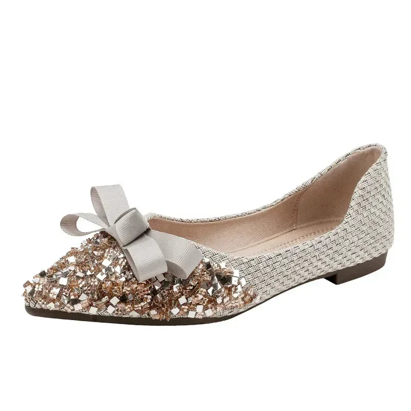 Bedazzle Bow-knot Loafers