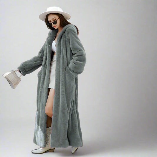 Hooded Long Fur Coat