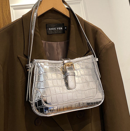 Retro Metallic Shoulder Crossbody Bag