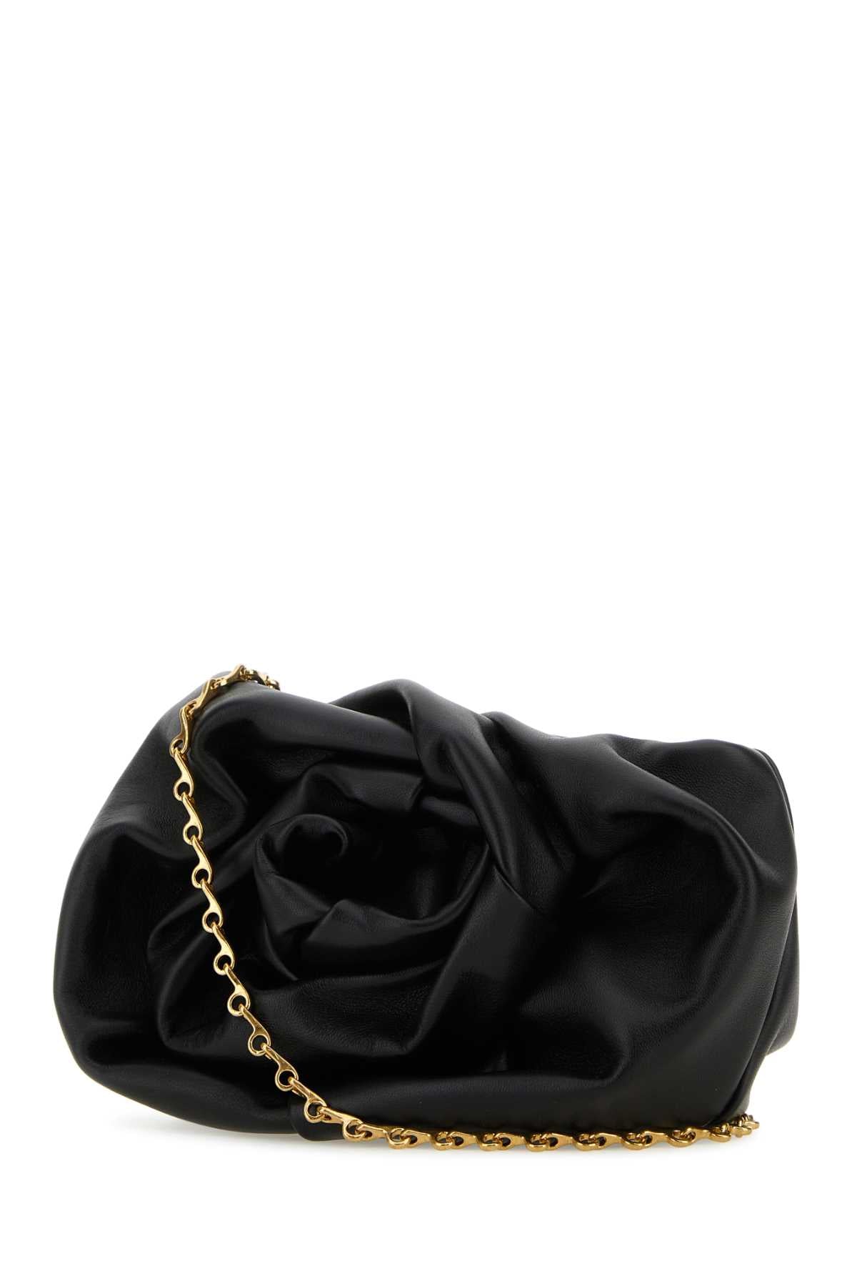 Burberry Women Black Nappa Leather Rose Clutch