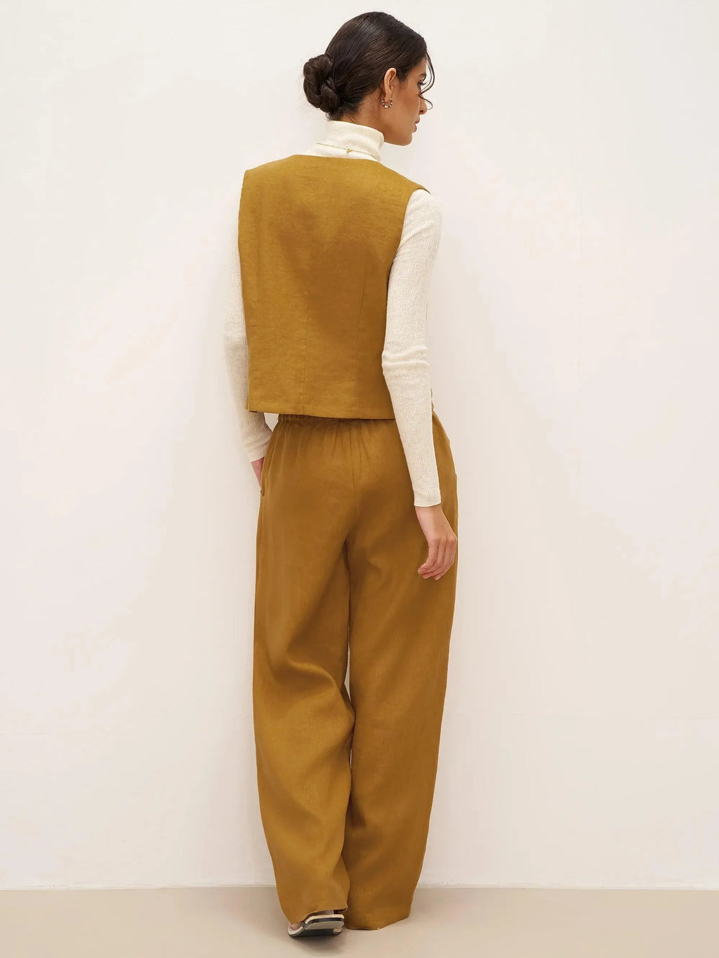 100% Linen Banana Cut Pants with Pockets EDELINE