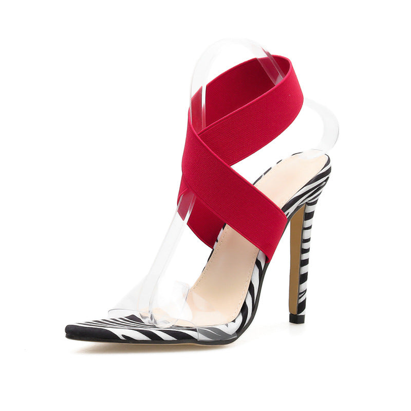 Red Strap Snake Bottom Heels