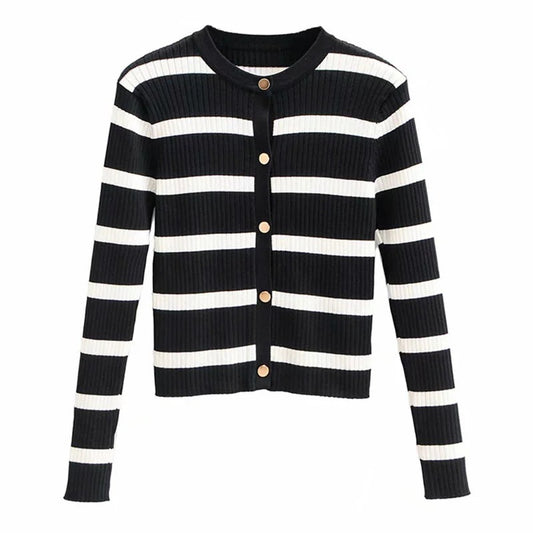 Striped Knitted Cardigan