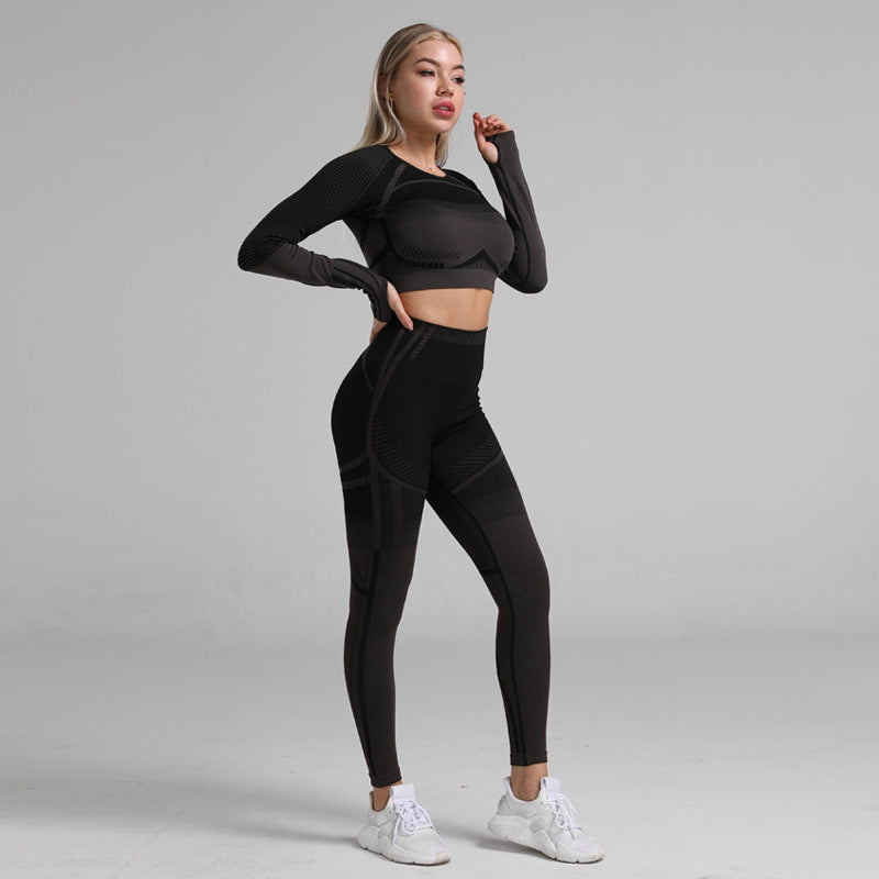 Women's Striped Activewear Set – Gym Leggings & Sports Top