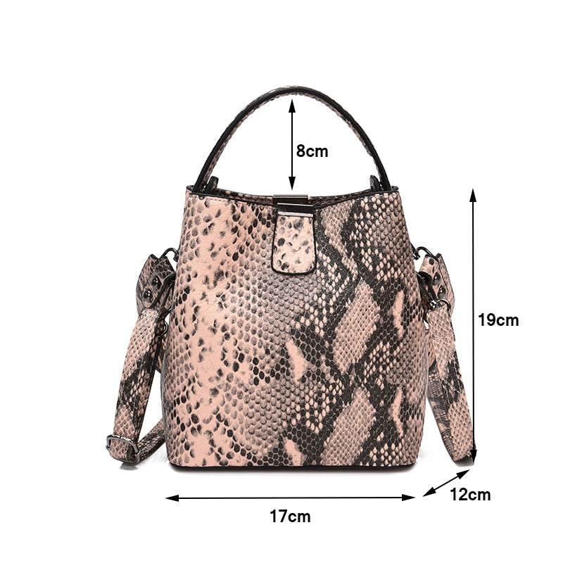 Snake Print Bucket Bag