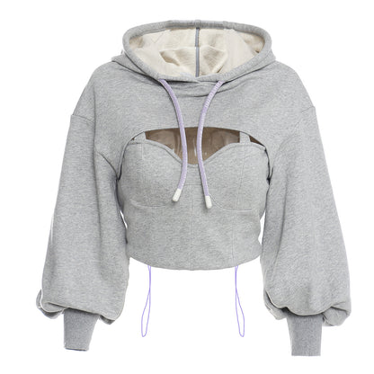 Cropped Pullover Sweater Hoodie