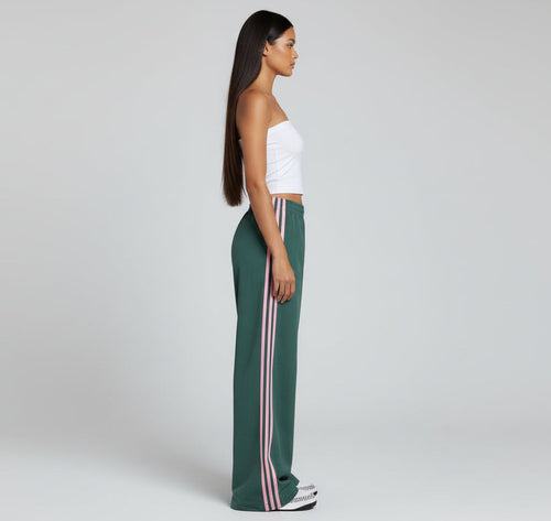 Retro Four-Stripe Wide-Leg Sports Pants